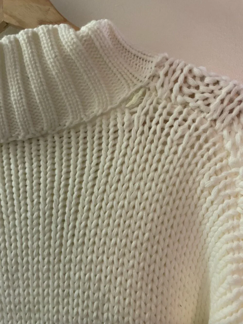 NWT FARM Rio White Cable Knit Fringe Long Sleeve Sweaterdress Pullover Size L - Picture 13 of 15